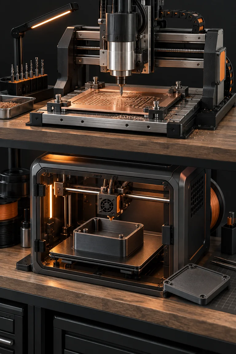 3D engineering illustration: Hardware and software. Moving together.